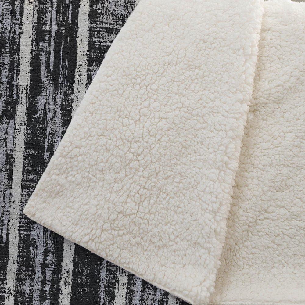 Premium Machine Washable ASB892 Black 50" x 70" Sherpa Throw Blanket. Picture 2