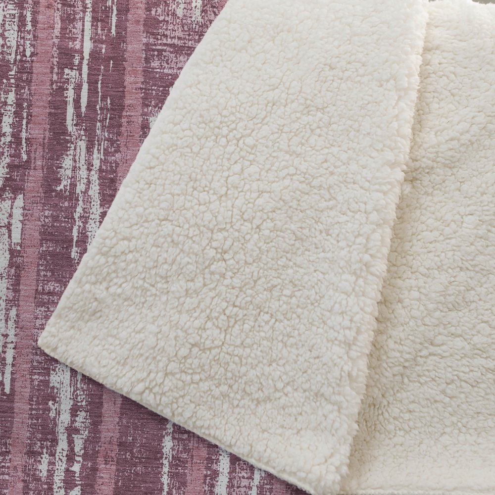 Premium Machine Washable ASB892 Blush 50" x 70" Sherpa Throw Blanket. Picture 2