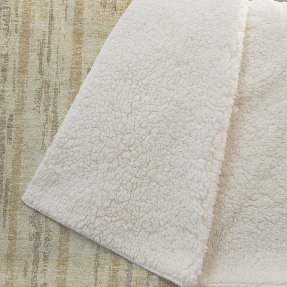Premium Machine Washable ASB892 Gold 50" x 70" Sherpa Throw Blanket. Picture 2