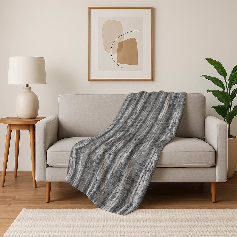 Premium Machine Washable ASB892 Gray 50" x 70" Sherpa Throw Blanket. Picture 5