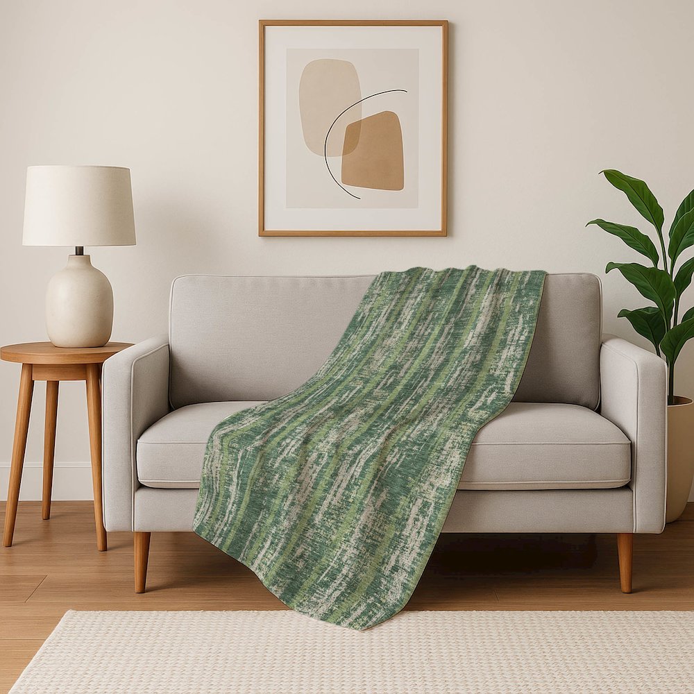Premium Machine Washable ASB892 Green 50" x 70" Sherpa Throw Blanket. Picture 5
