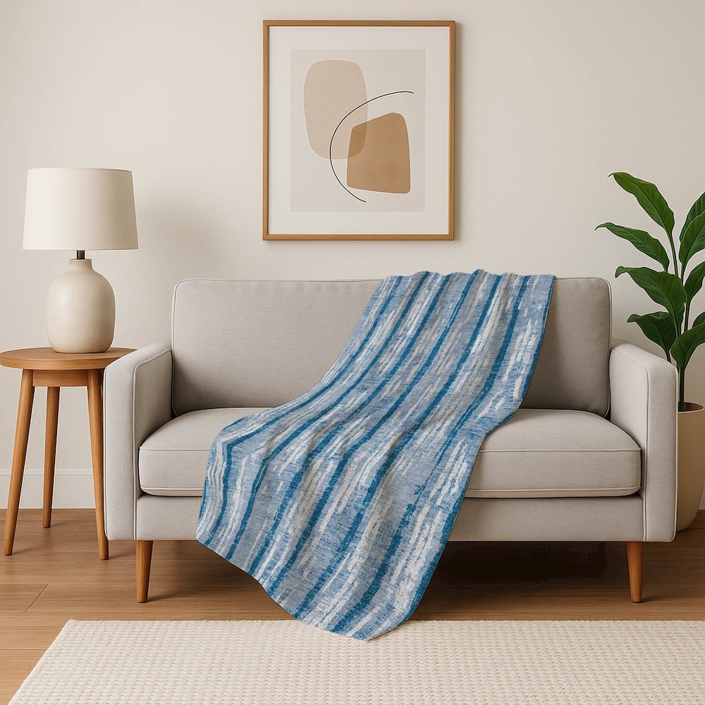 Premium Machine Washable ASB892 Navy 50" x 70" Sherpa Throw Blanket. Picture 5