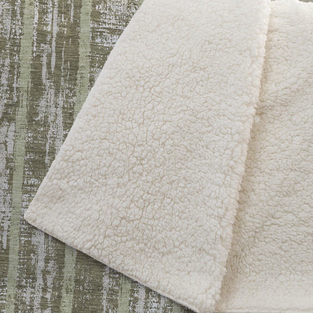 Premium Machine Washable ASB892 Olive 50" x 70" Sherpa Throw Blanket. Picture 2