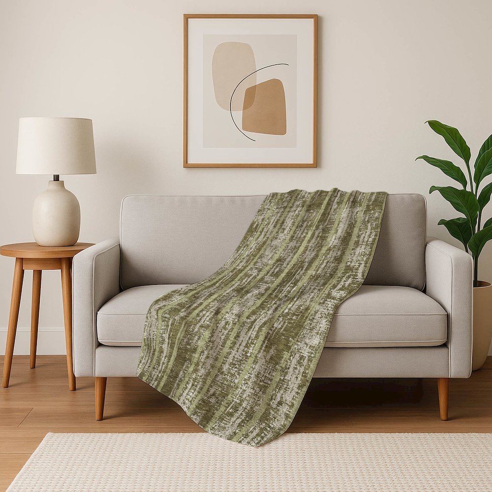 Premium Machine Washable ASB892 Olive 50" x 70" Sherpa Throw Blanket. Picture 5