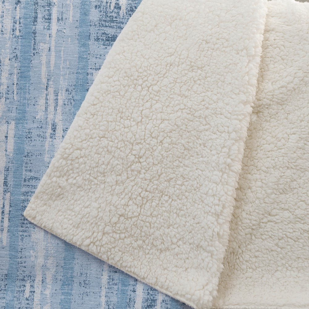 Premium Machine Washable ASB892 Sky 50" x 70" Sherpa Throw Blanket. Picture 2