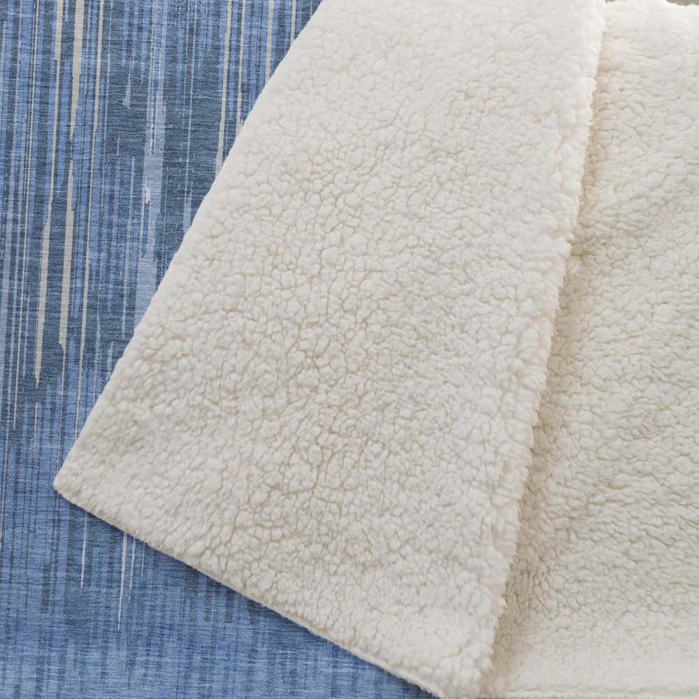 Premium Machine Washable ASB893 Blue 50" x 70" Sherpa Throw Blanket. Picture 2