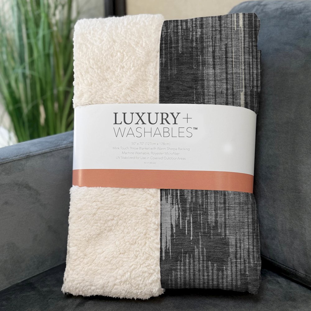 Premium Machine Washable ASB893 Charcoal 50" x 70" Sherpa Throw Blanket. Picture 3