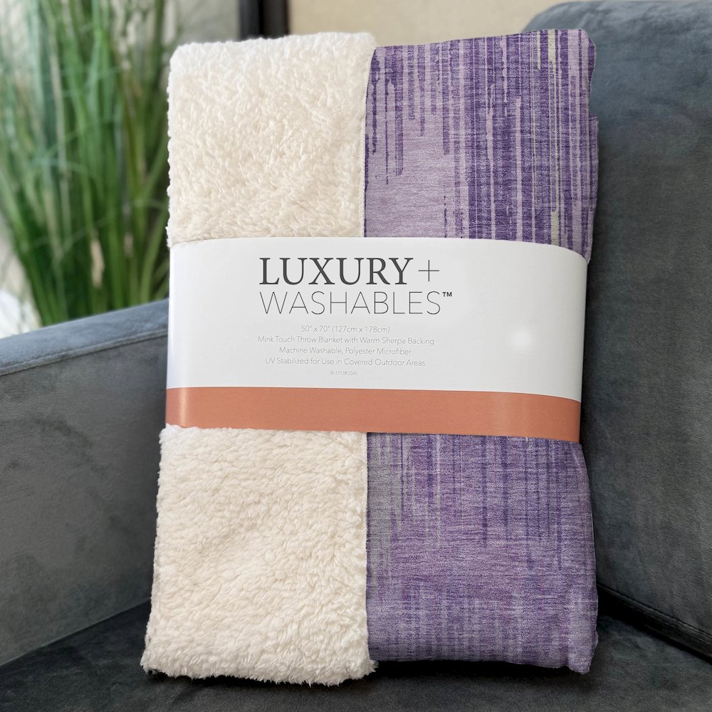 Premium Machine Washable ASB893 Purple 50" x 70" Sherpa Throw Blanket. Picture 3