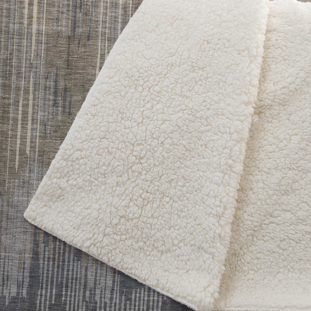 Premium Machine Washable ASB893 Taupe 50" x 70" Sherpa Throw Blanket. Picture 2