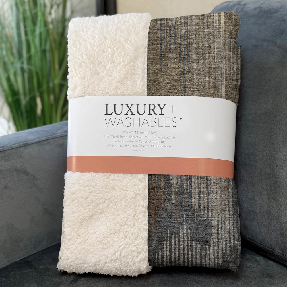 Premium Machine Washable ASB893 Taupe 50" x 70" Sherpa Throw Blanket. Picture 3