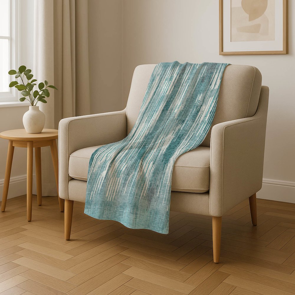 Premium Machine Washable ASB893 Teal 50" x 70" Sherpa Throw Blanket. Picture 4