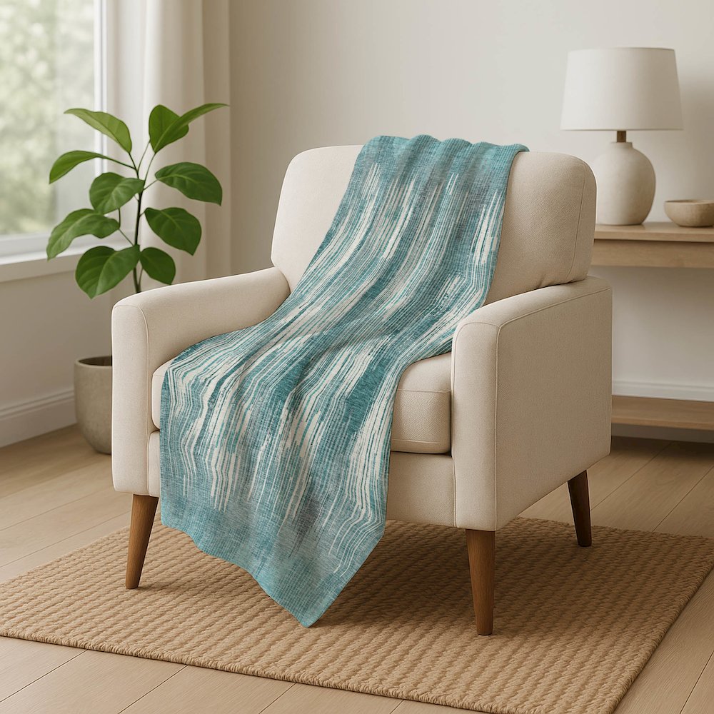 Premium Machine Washable ASB893 Teal 50" x 70" Sherpa Throw Blanket. Picture 5