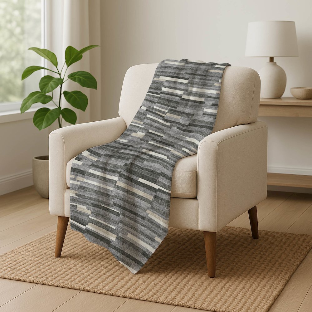 Premium Machine Washable ASB894 Gray 50" x 70" Sherpa Throw Blanket. Picture 5