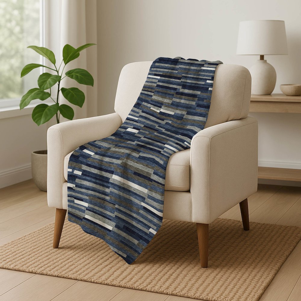 Premium Machine Washable ASB894 Navy 50" x 70" Sherpa Throw Blanket. Picture 5
