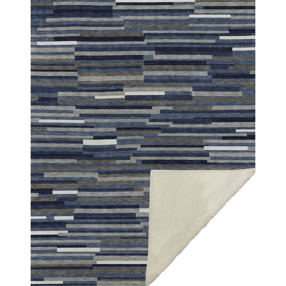 Premium Machine Washable ASB894 Navy 50" x 70" Sherpa Throw Blanket. Picture 1