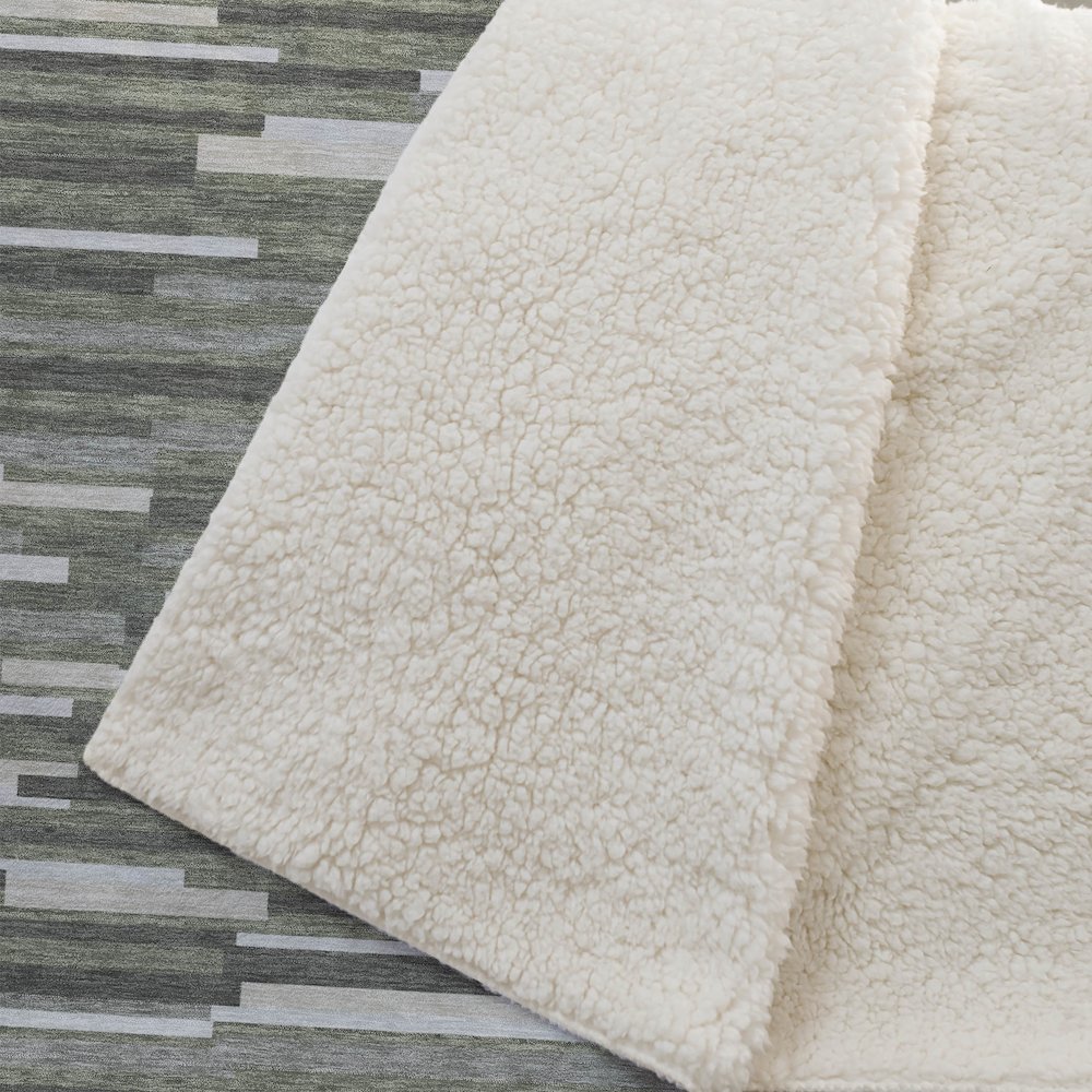 Premium Machine Washable ASB894 Olive 50" x 70" Sherpa Throw Blanket. Picture 2