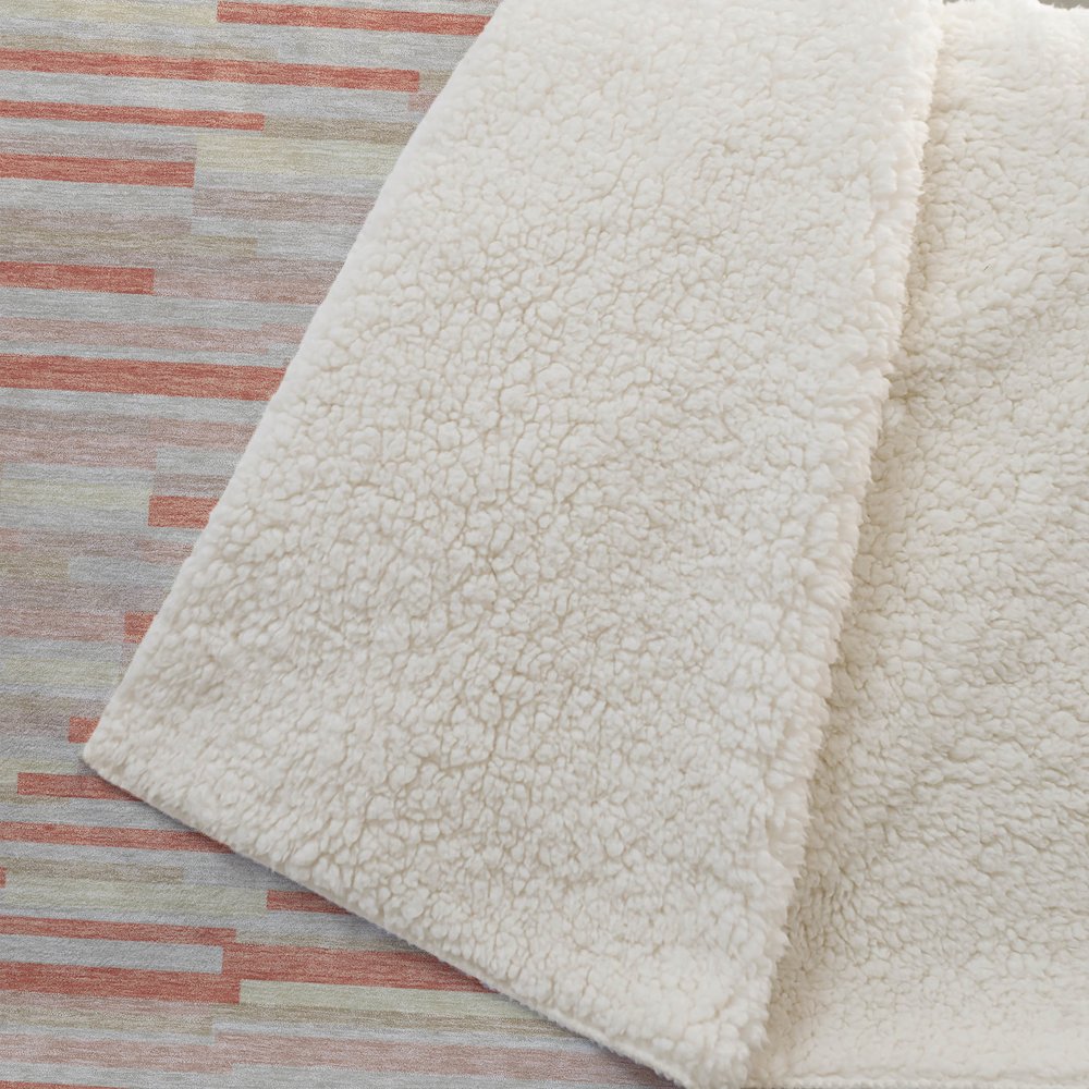 Premium Machine Washable ASB894 Salmon 50" x 70" Sherpa Throw Blanket. Picture 2