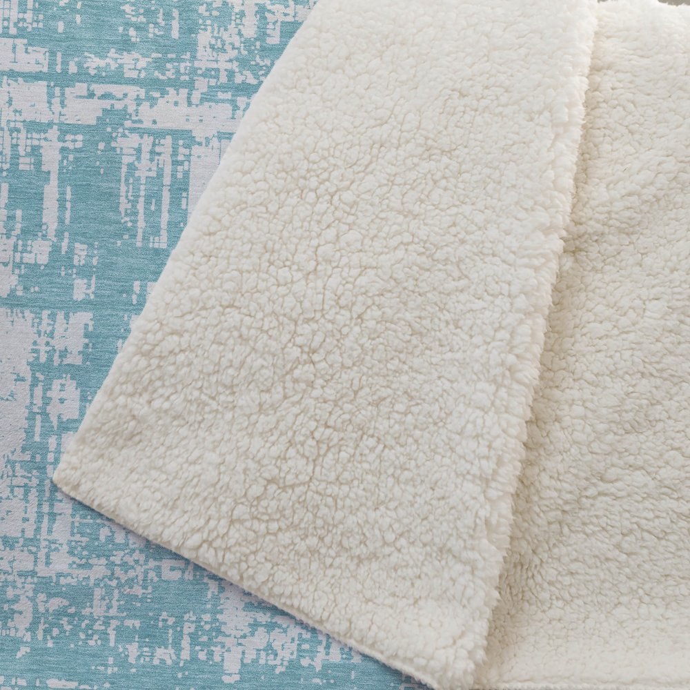 Premium Machine Washable ASB895 Aqua 50" x 70" Sherpa Throw Blanket. Picture 2