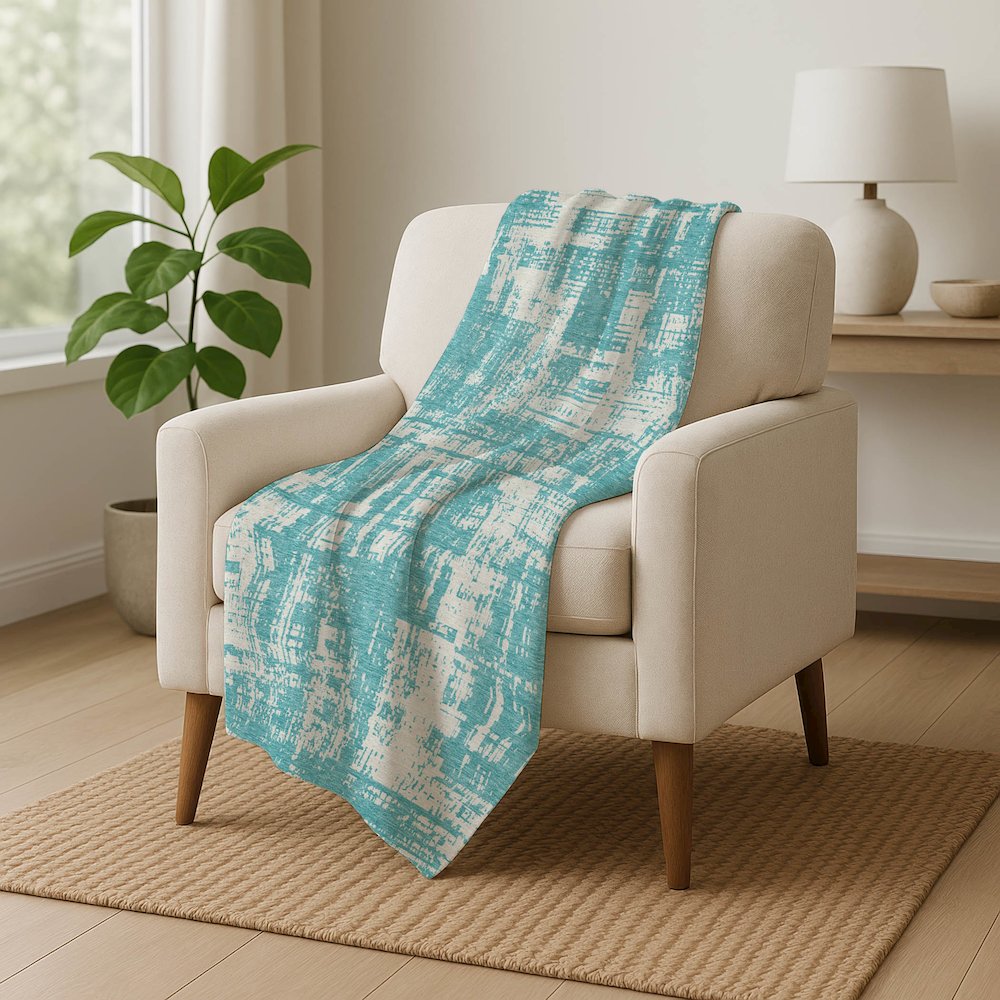 Premium Machine Washable ASB895 Aqua 50" x 70" Sherpa Throw Blanket. Picture 5