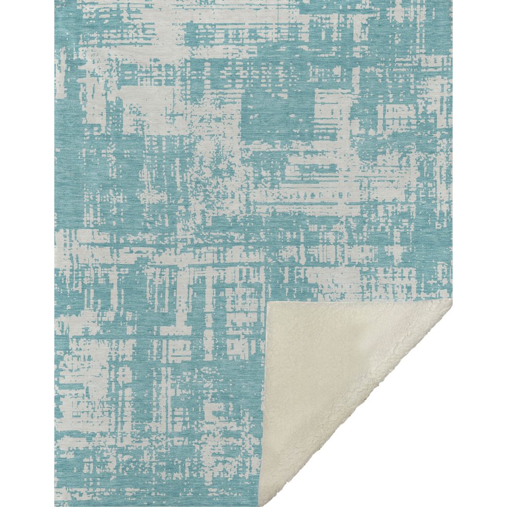 Premium Machine Washable ASB895 Aqua 50" x 70" Sherpa Throw Blanket. Picture 1