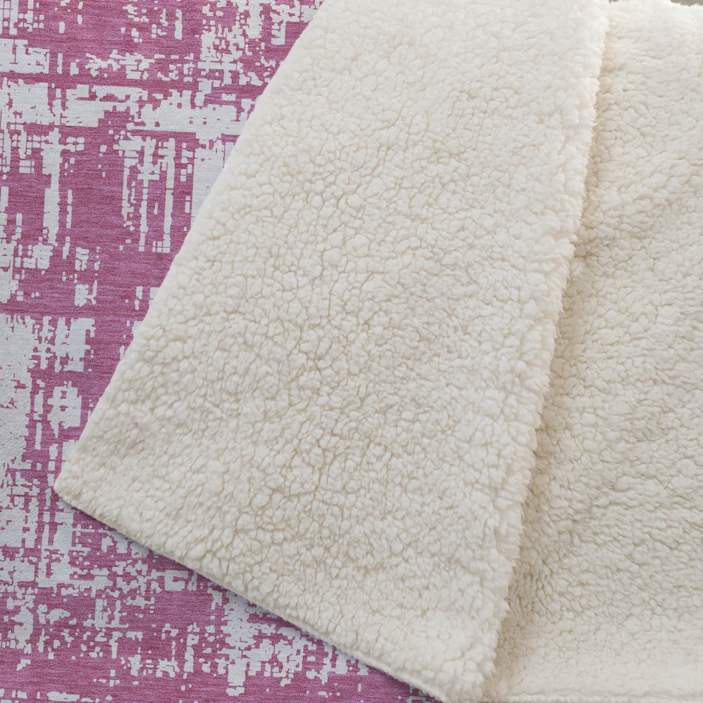 Premium Machine Washable ASB895 Blush 50" x 70" Sherpa Throw Blanket. Picture 2