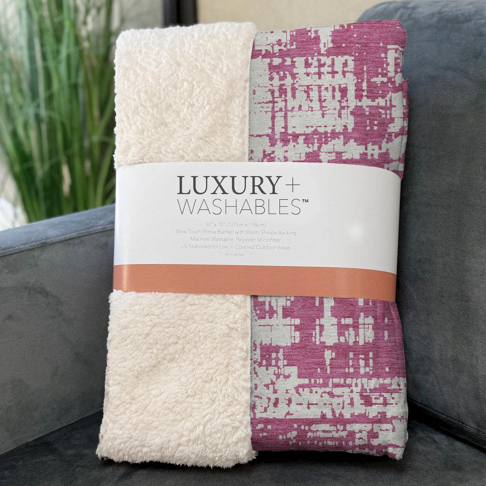 Premium Machine Washable ASB895 Blush 50" x 70" Sherpa Throw Blanket. Picture 3