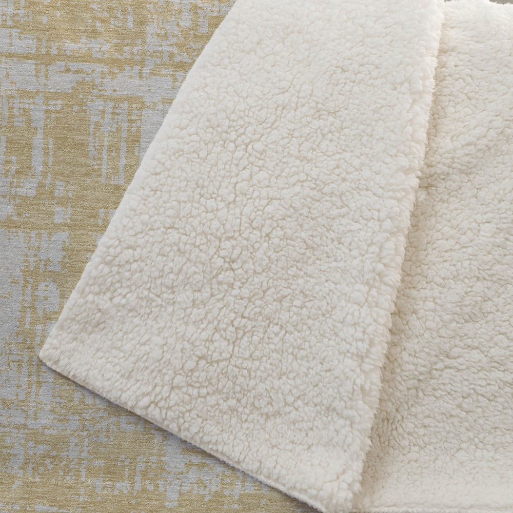 Premium Machine Washable ASB895 Gold 50" x 70" Sherpa Throw Blanket. Picture 2