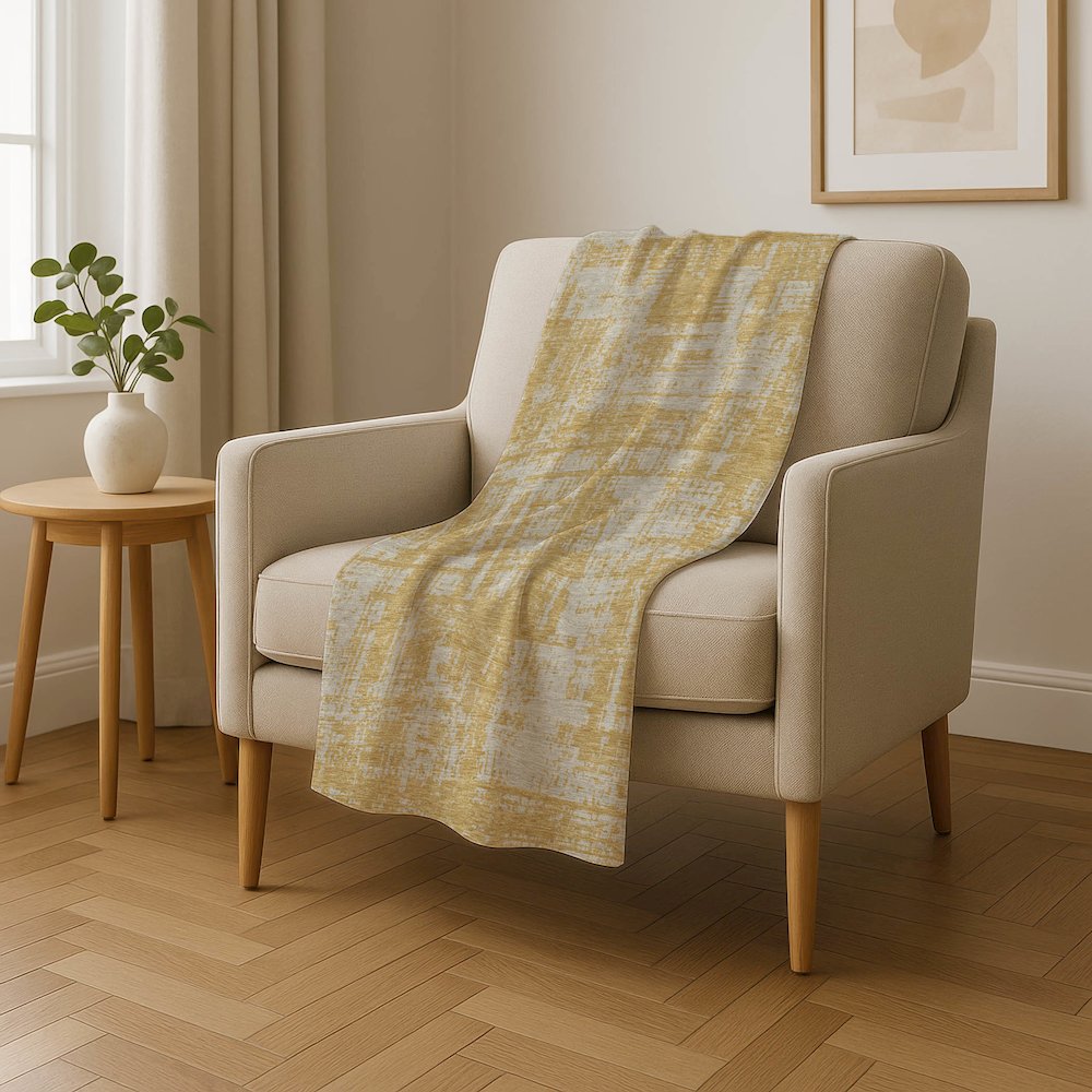 Premium Machine Washable ASB895 Gold 50" x 70" Sherpa Throw Blanket. Picture 4