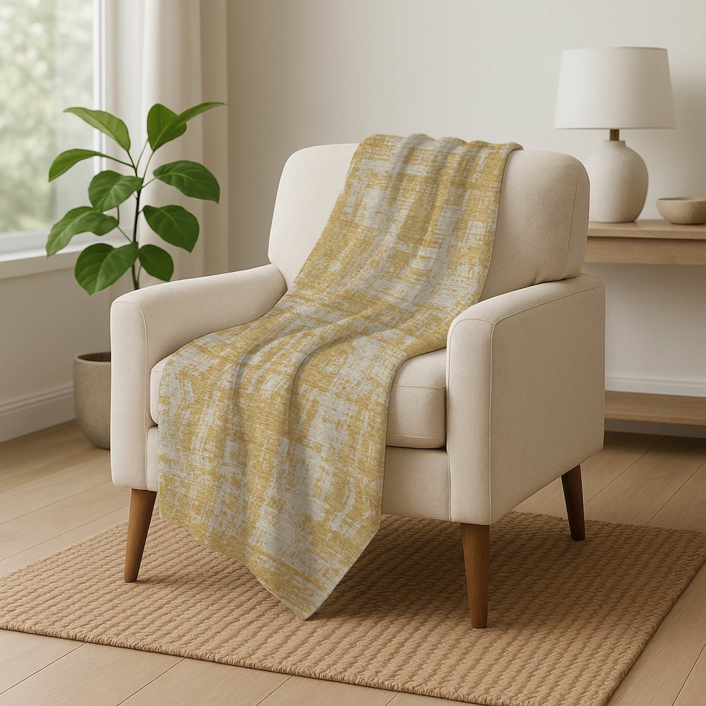 Premium Machine Washable ASB895 Gold 50" x 70" Sherpa Throw Blanket. Picture 5