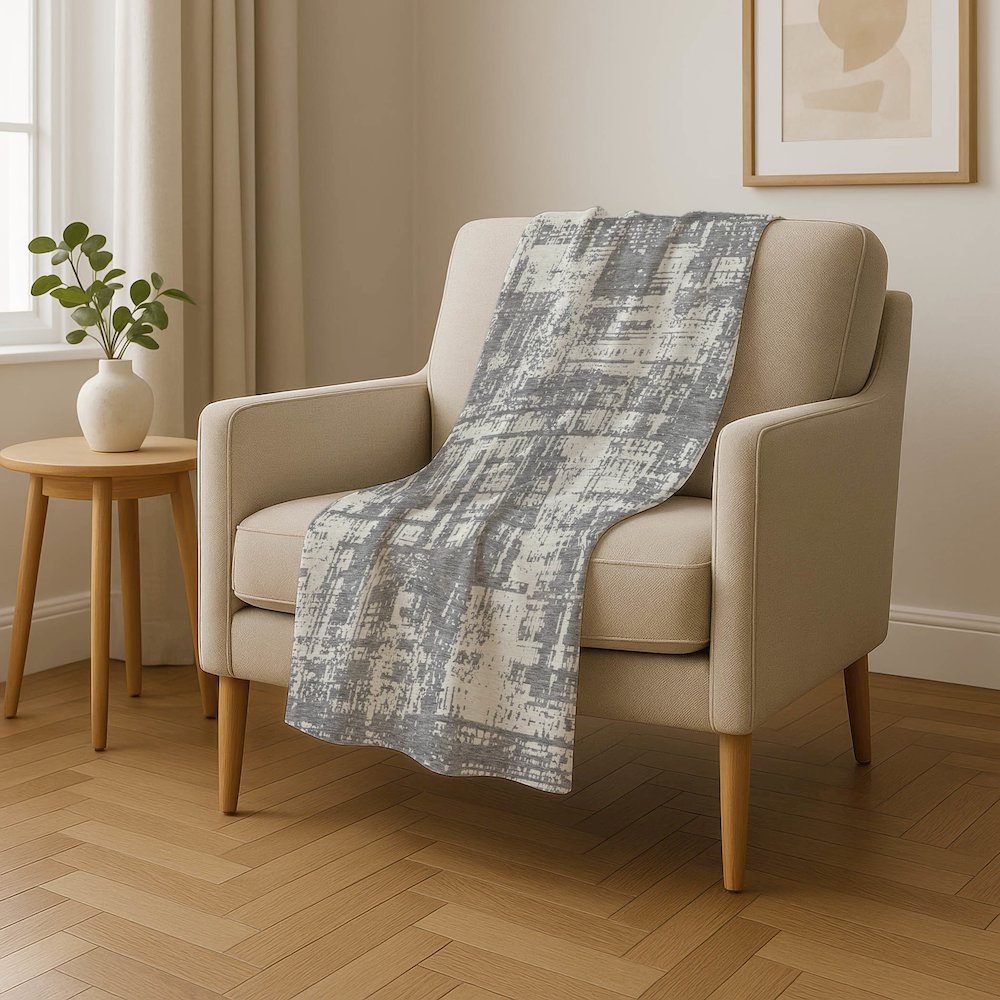 Premium Machine Washable ASB895 Gray 50" x 70" Sherpa Throw Blanket. Picture 4