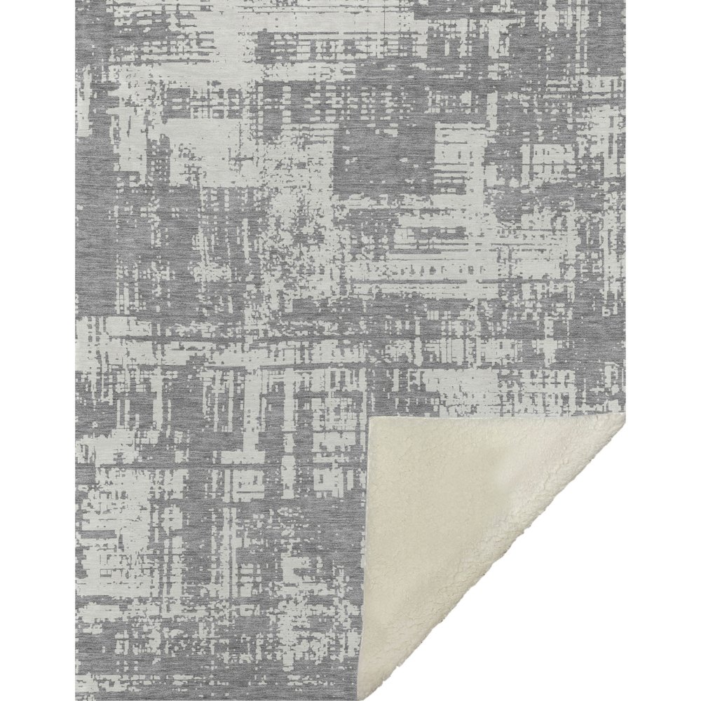 Premium Machine Washable ASB895 Gray 50" x 70" Sherpa Throw Blanket. Picture 1