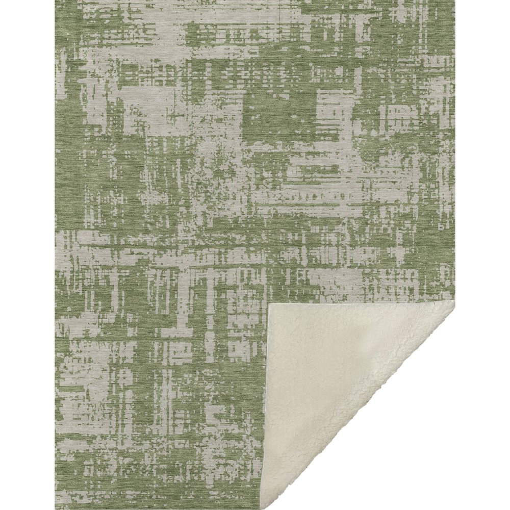 Premium Machine Washable ASB895 Green 50" x 70" Sherpa Throw Blanket. Picture 1