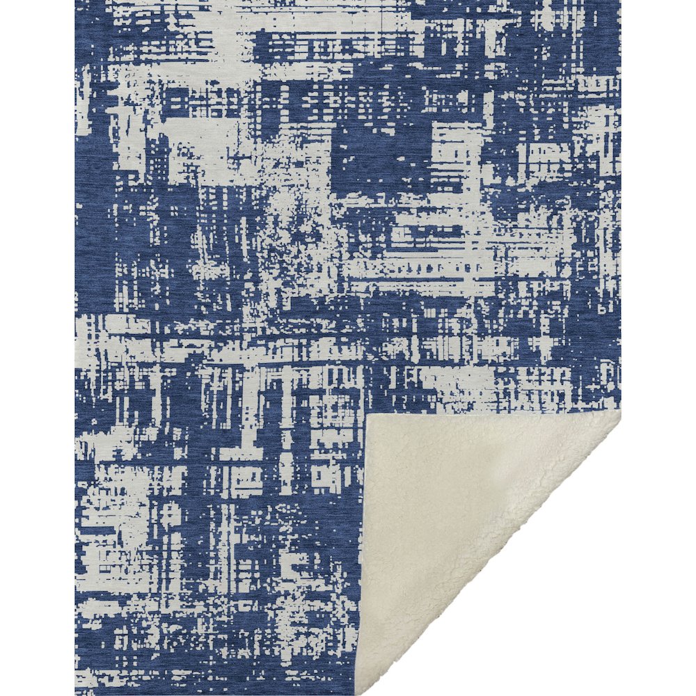 Premium Machine Washable ASB895 Navy 50" x 70" Sherpa Throw Blanket. Picture 1