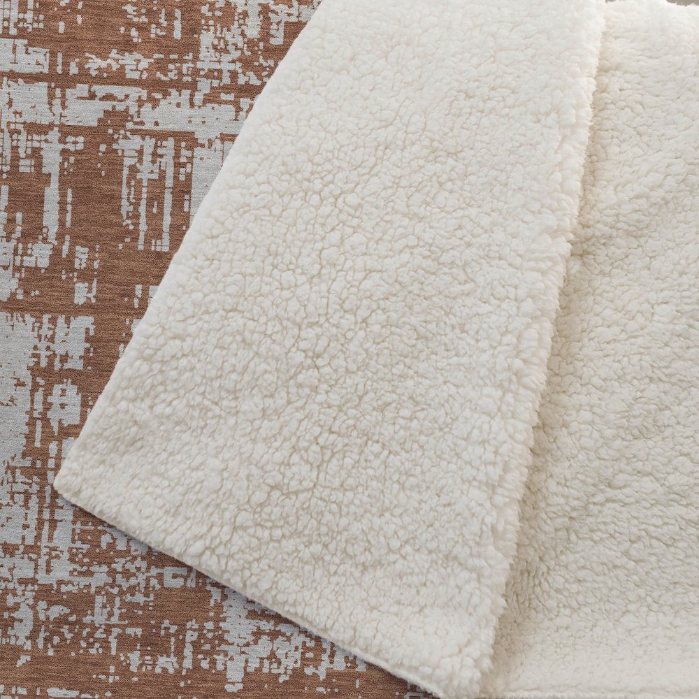 Premium Machine Washable ASB895 Paprika 50" x 70" Sherpa Throw Blanket. Picture 2