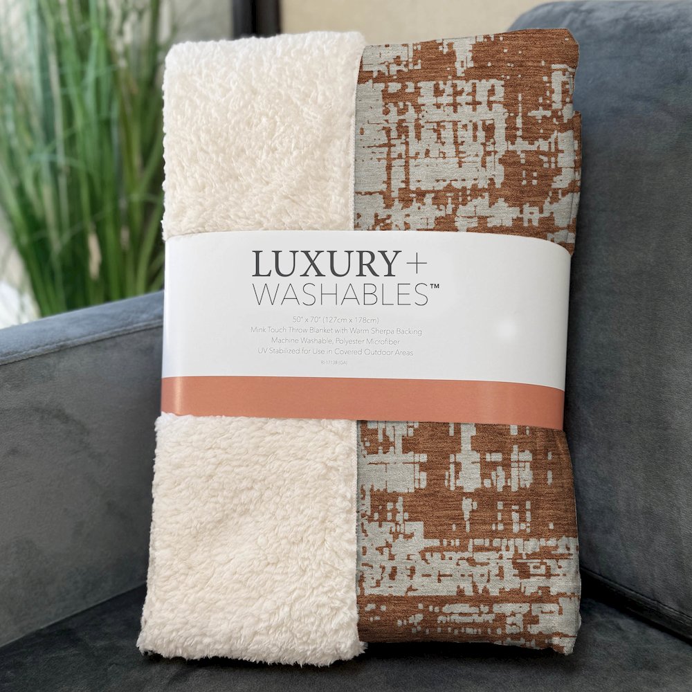 Premium Machine Washable ASB895 Paprika 50" x 70" Sherpa Throw Blanket. Picture 3