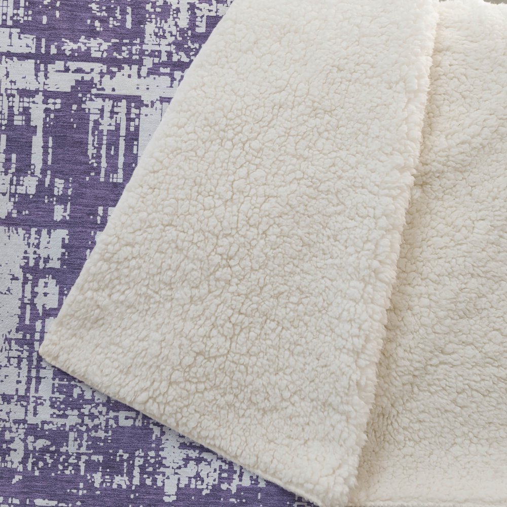 Premium Machine Washable ASB895 Purple 50" x 70" Sherpa Throw Blanket. Picture 2