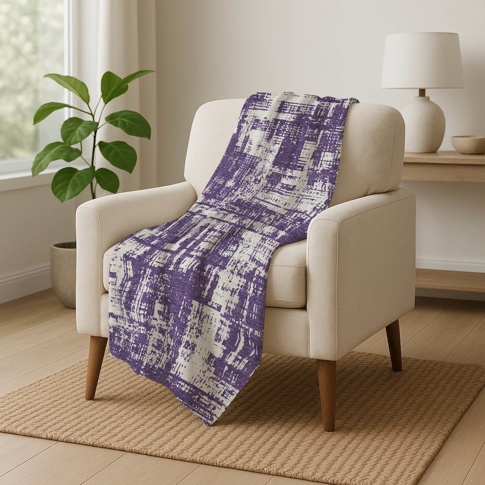 Premium Machine Washable ASB895 Purple 50" x 70" Sherpa Throw Blanket. Picture 5