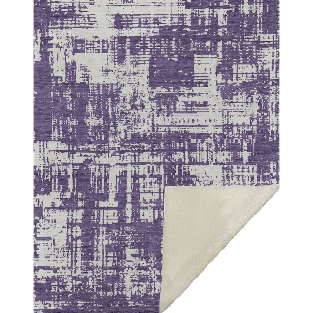 Premium Machine Washable ASB895 Purple 50" x 70" Sherpa Throw Blanket. Picture 1