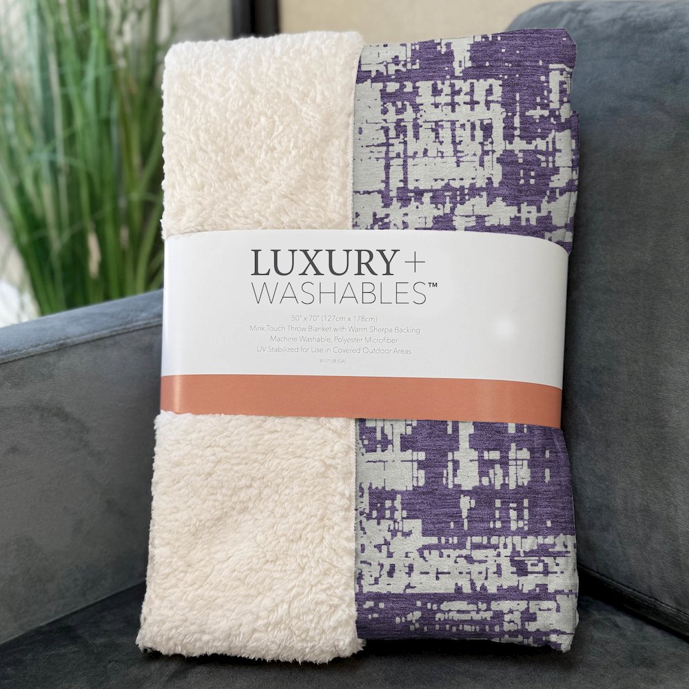Premium Machine Washable ASB895 Purple 50" x 70" Sherpa Throw Blanket. Picture 3