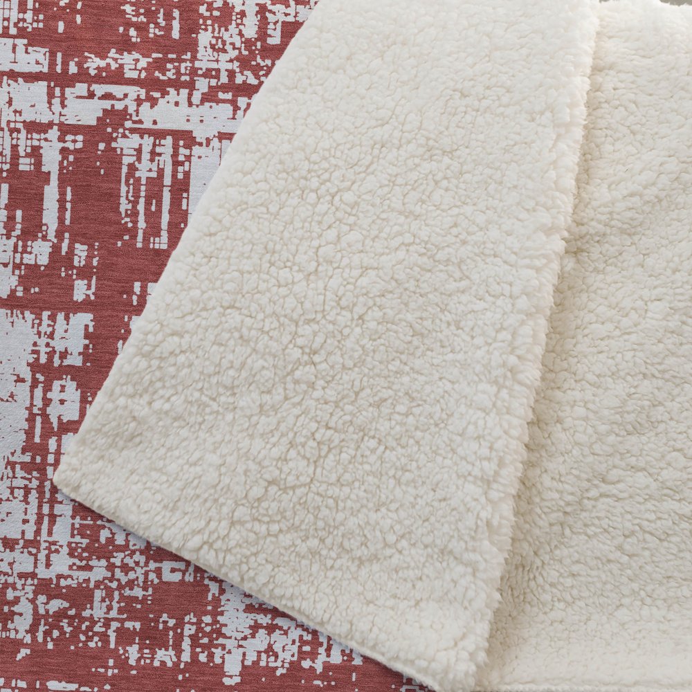 Premium Machine Washable ASB895 Red 50" x 70" Sherpa Throw Blanket. Picture 2