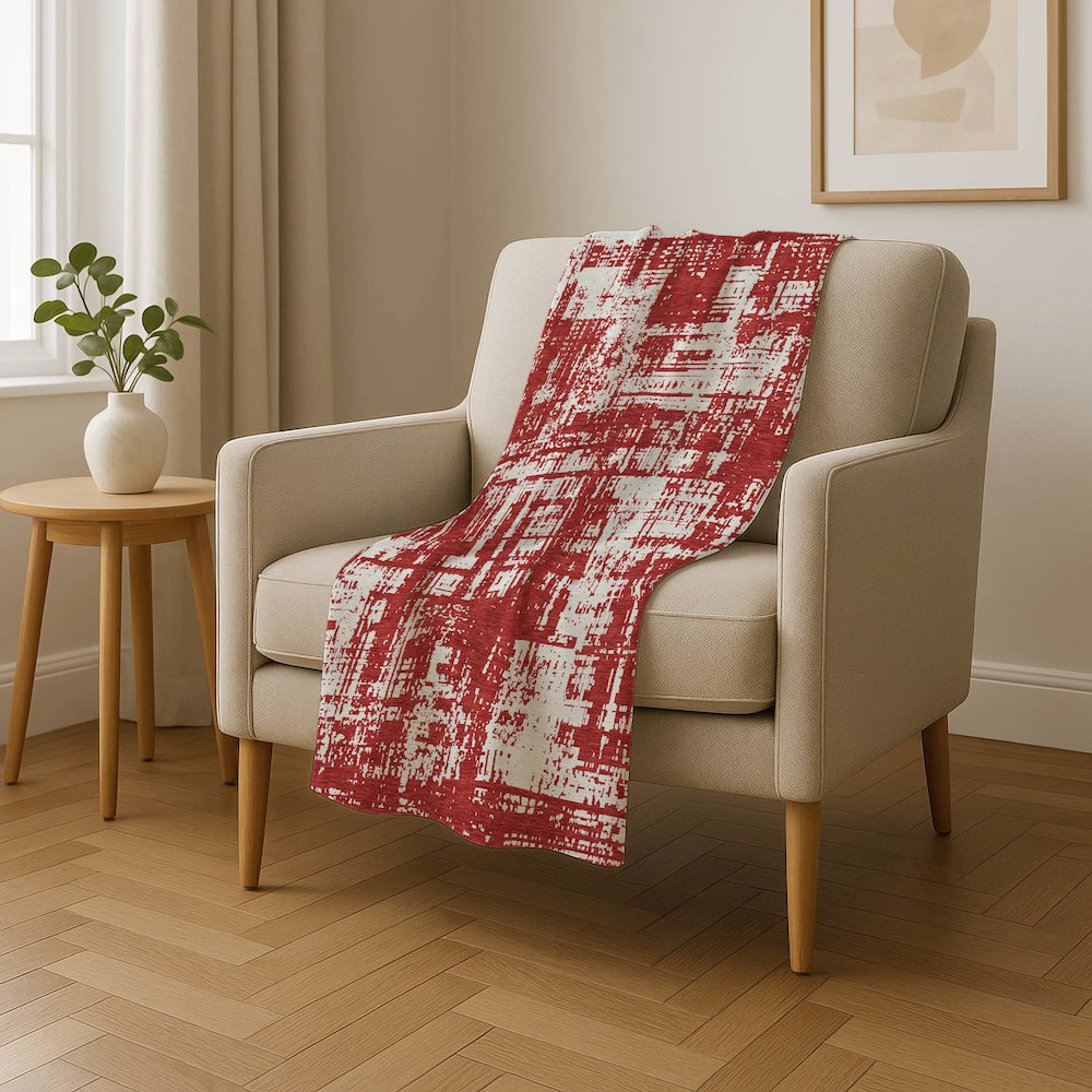 Premium Machine Washable ASB895 Red 50" x 70" Sherpa Throw Blanket. Picture 4