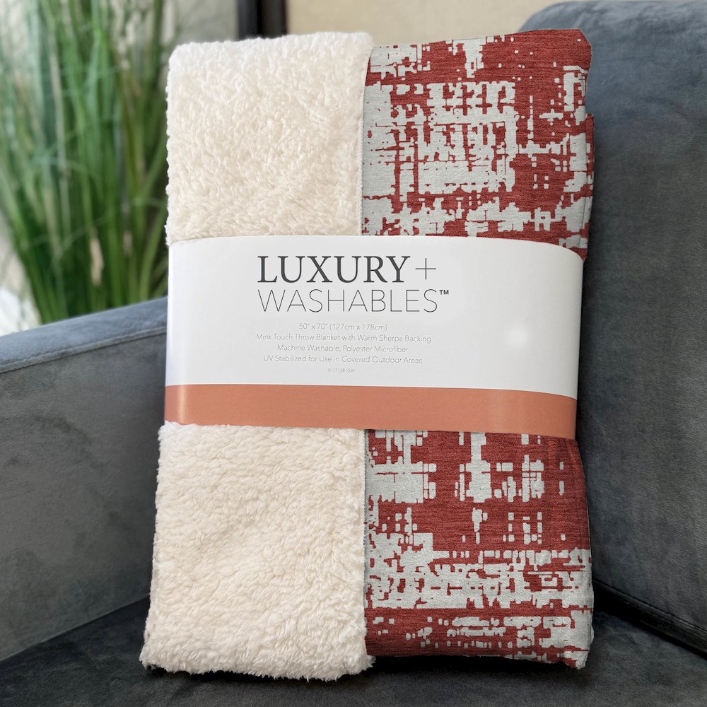 Premium Machine Washable ASB895 Red 50" x 70" Sherpa Throw Blanket. Picture 3