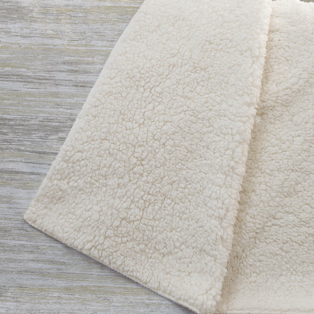 Premium Machine Washable ASB896 Beige 50" x 70" Sherpa Throw Blanket. Picture 2
