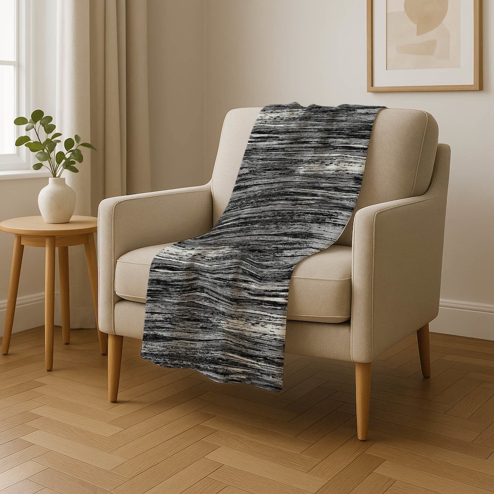 Premium Machine Washable ASB896 Black 50" x 70" Sherpa Throw Blanket. Picture 4