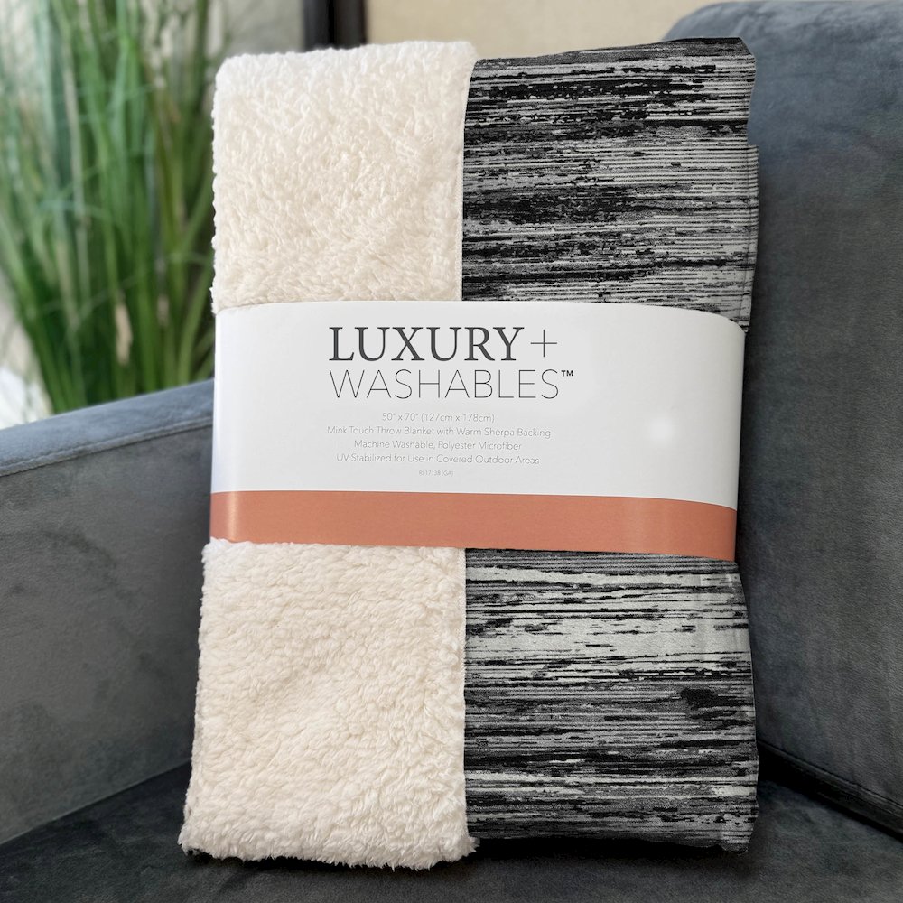 Premium Machine Washable ASB896 Black 50" x 70" Sherpa Throw Blanket. Picture 3