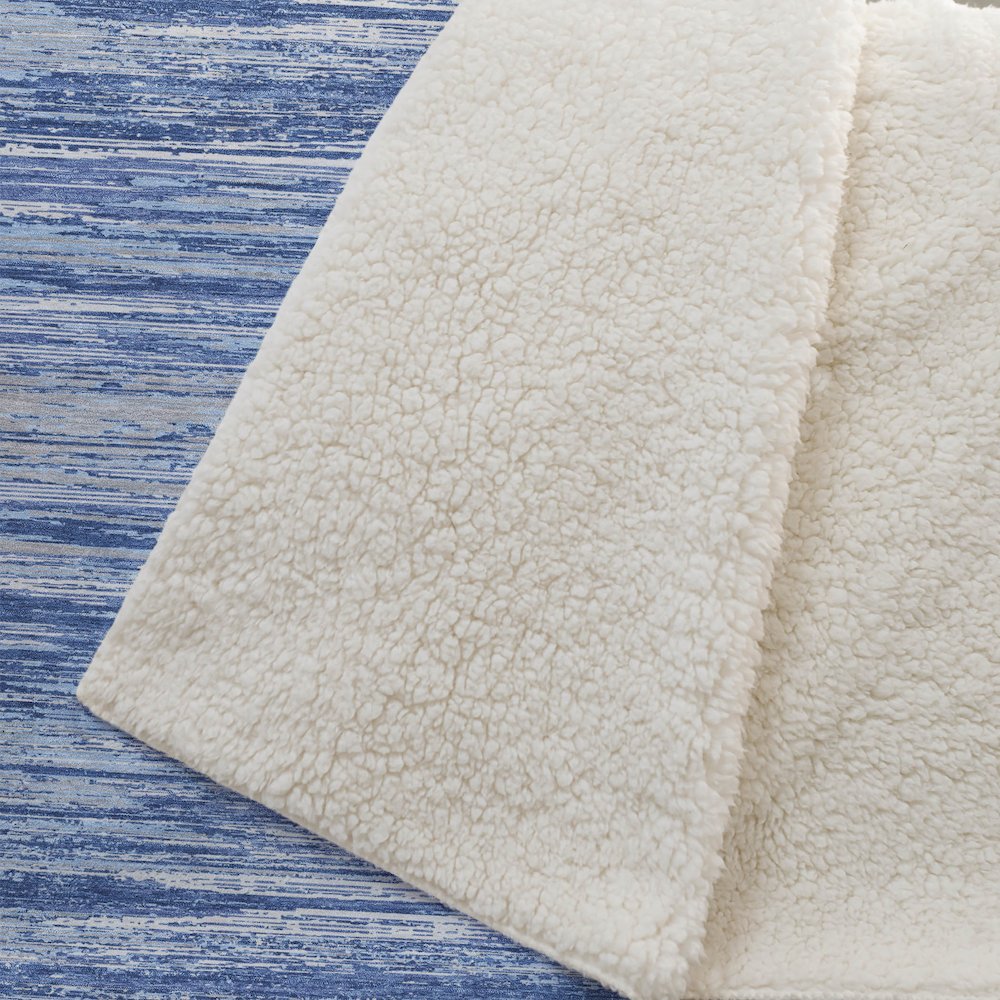 Premium Machine Washable ASB896 Blue 50" x 70" Sherpa Throw Blanket. Picture 2