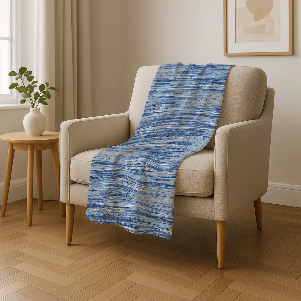 Premium Machine Washable ASB896 Blue 50" x 70" Sherpa Throw Blanket. Picture 4