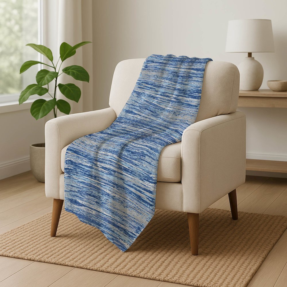 Premium Machine Washable ASB896 Blue 50" x 70" Sherpa Throw Blanket. Picture 5