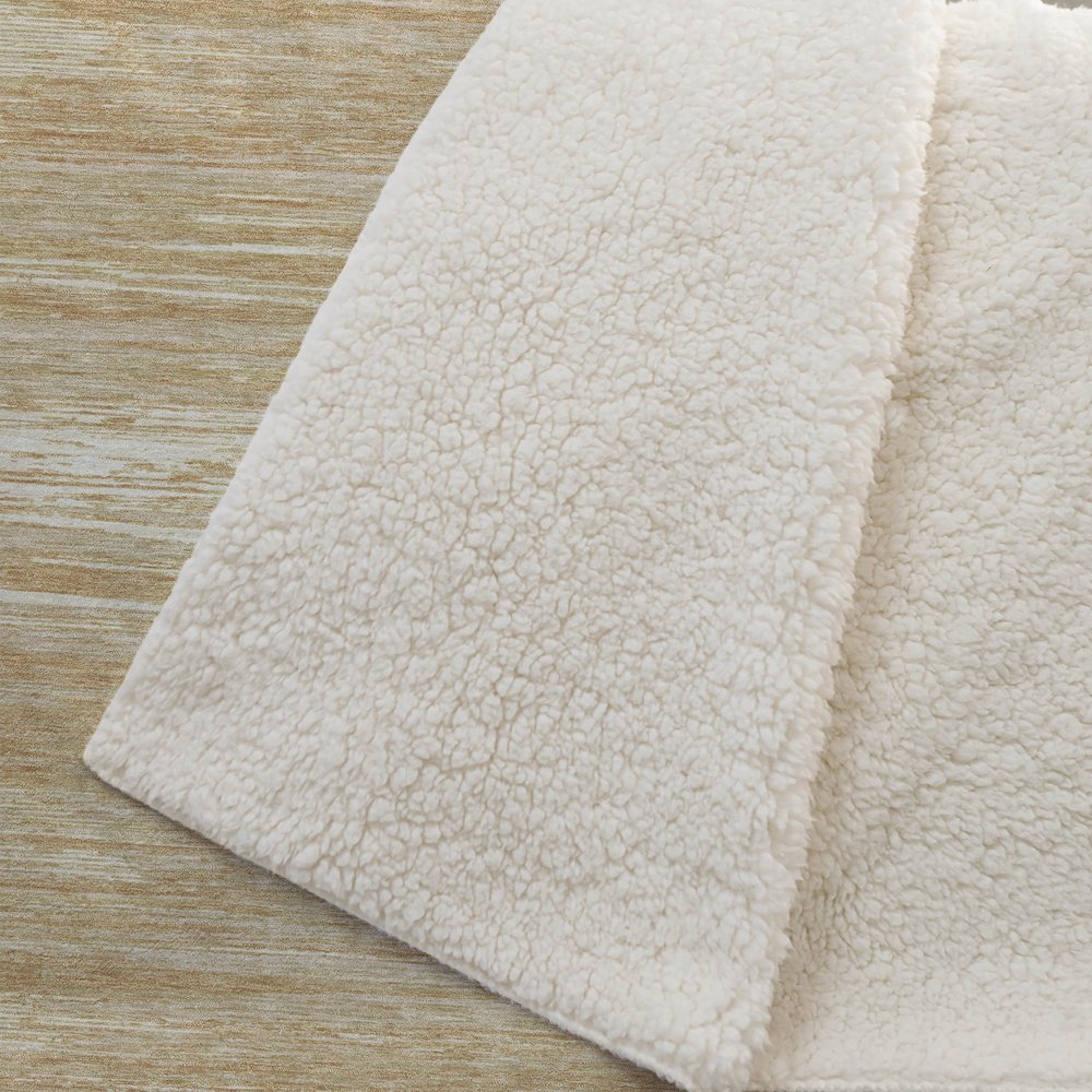 Premium Machine Washable ASB896 Gold 50" x 70" Sherpa Throw Blanket. Picture 2