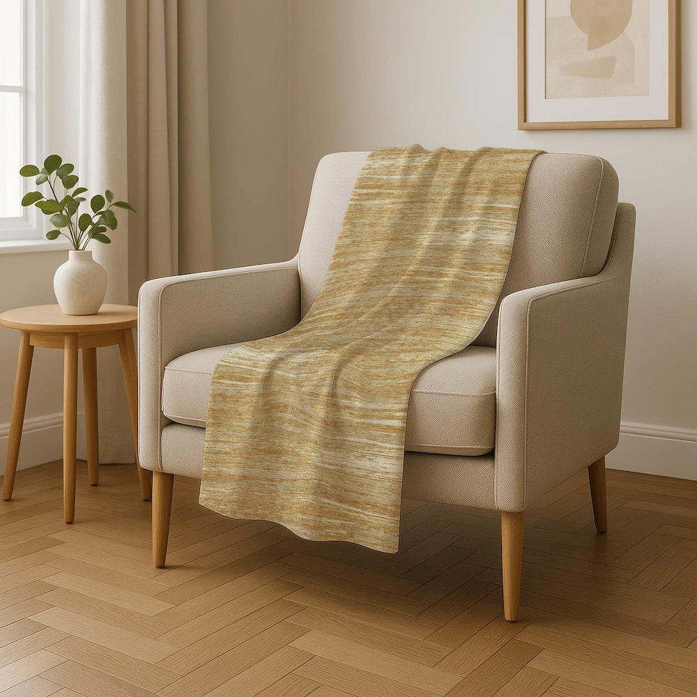 Premium Machine Washable ASB896 Gold 50" x 70" Sherpa Throw Blanket. Picture 4